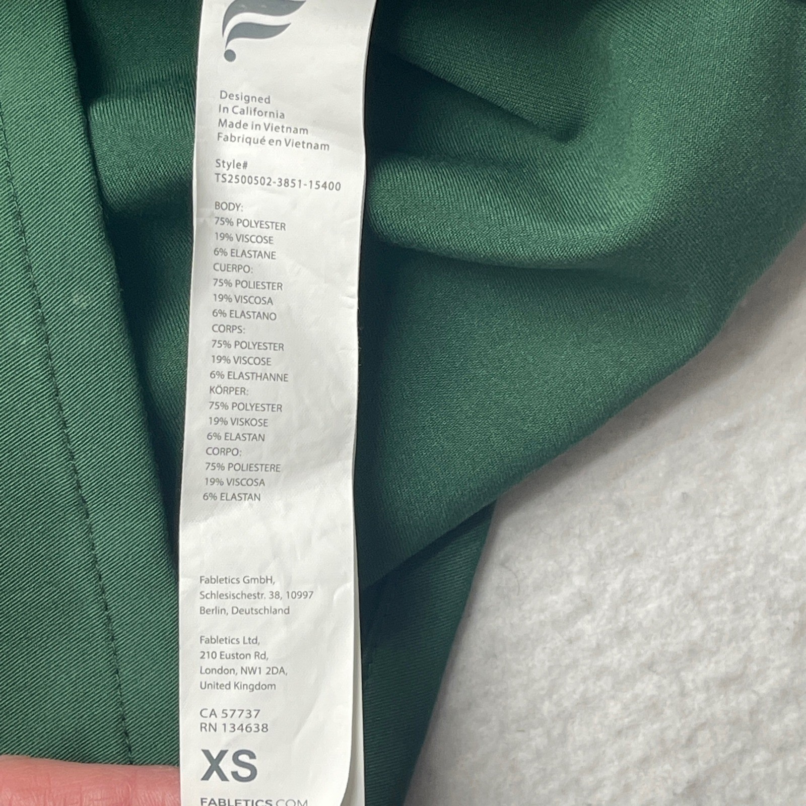 Fabletics Scrub Set Mens XS Helix Top Intake Pants Green V-Neck Short Sleeve