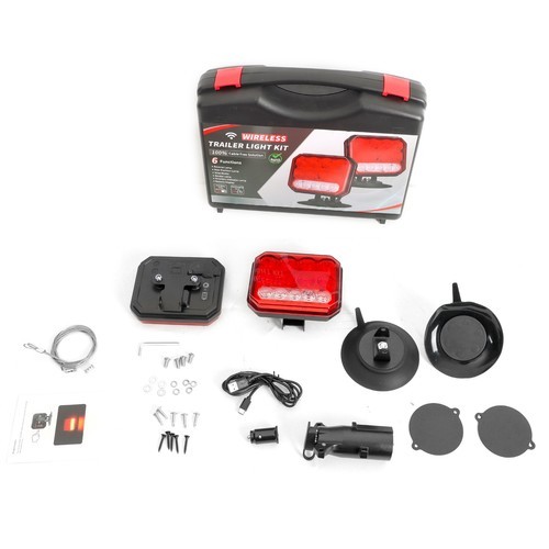 2X Wireless Trailer Lights Magnetic LED Tow Light Turn Signal Brake Reverse Stop