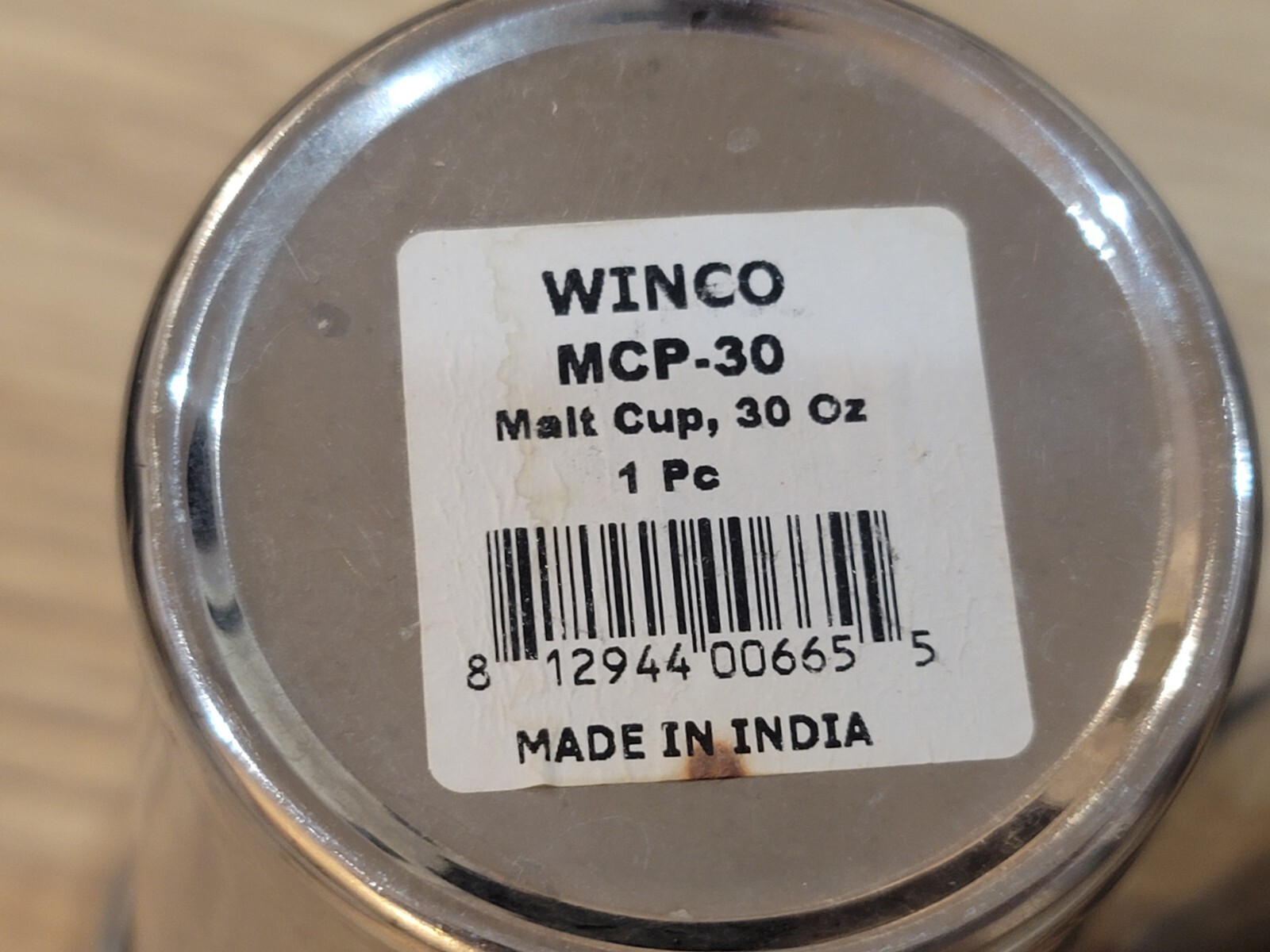 Winco MCP-30 30 oz. Malt Cup Lot of 2