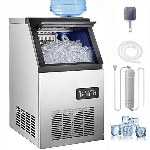 Commercial Ice Maker Stainless Steel Undercounter Ice Cube Machine Freestanding