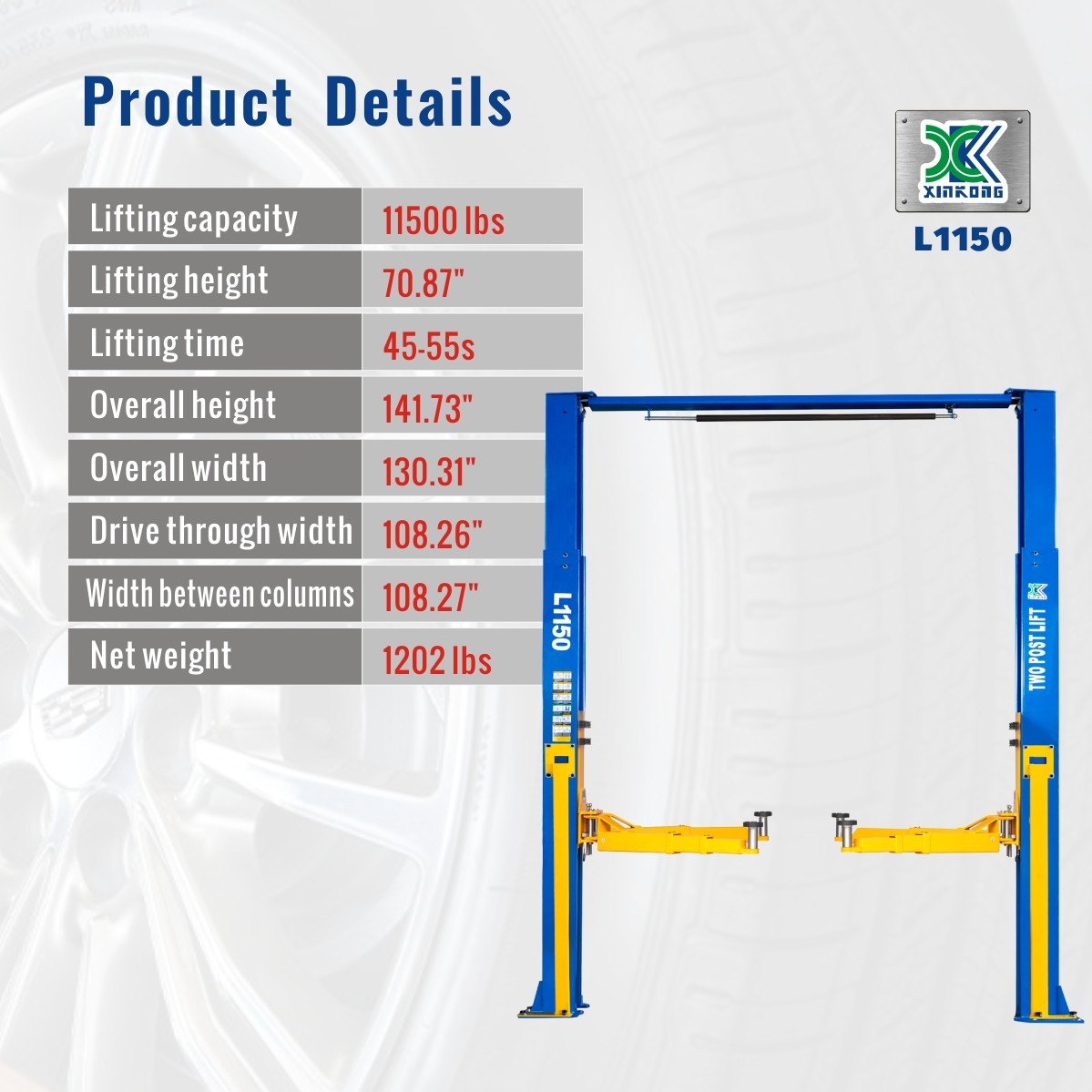 XK L1150 2 Post Lift 11500lbs 3 Stage Front Arm Auto Car Truck Hoist Lift 220v