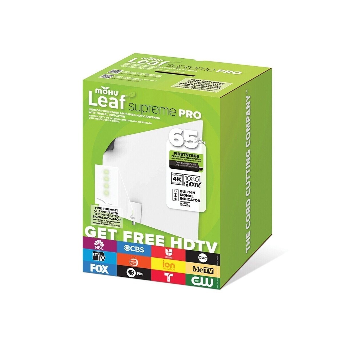 Mohu Leaf Supreme Pro Amplified Indoor HDTV Antenna AMPLIFIED 65 MILE RANGE