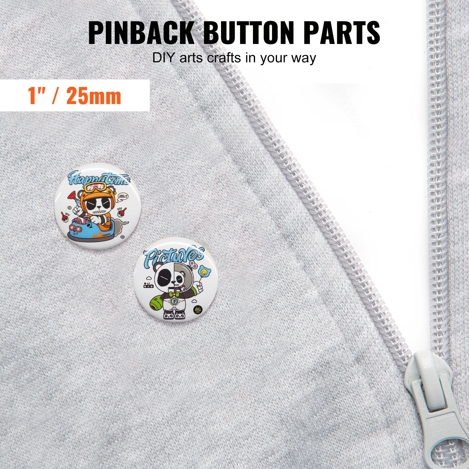 VEVOR 1" 25mm Button Badge Parts Supplies 500 Sets Maker Machine NOT Included