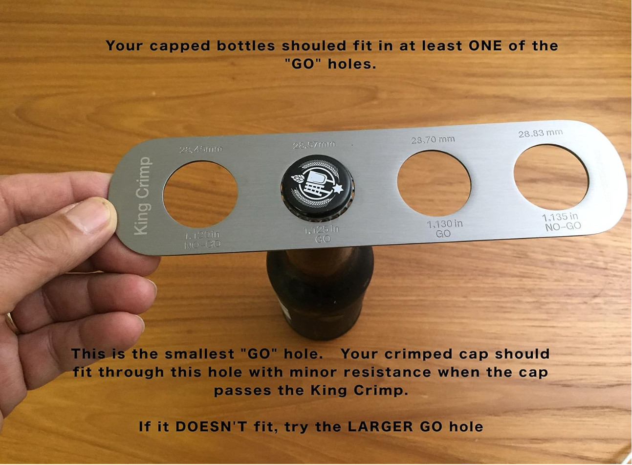 Capping Gauge For 26 Mm Beer Bottles, stainless steel go/no-go crimping gauge