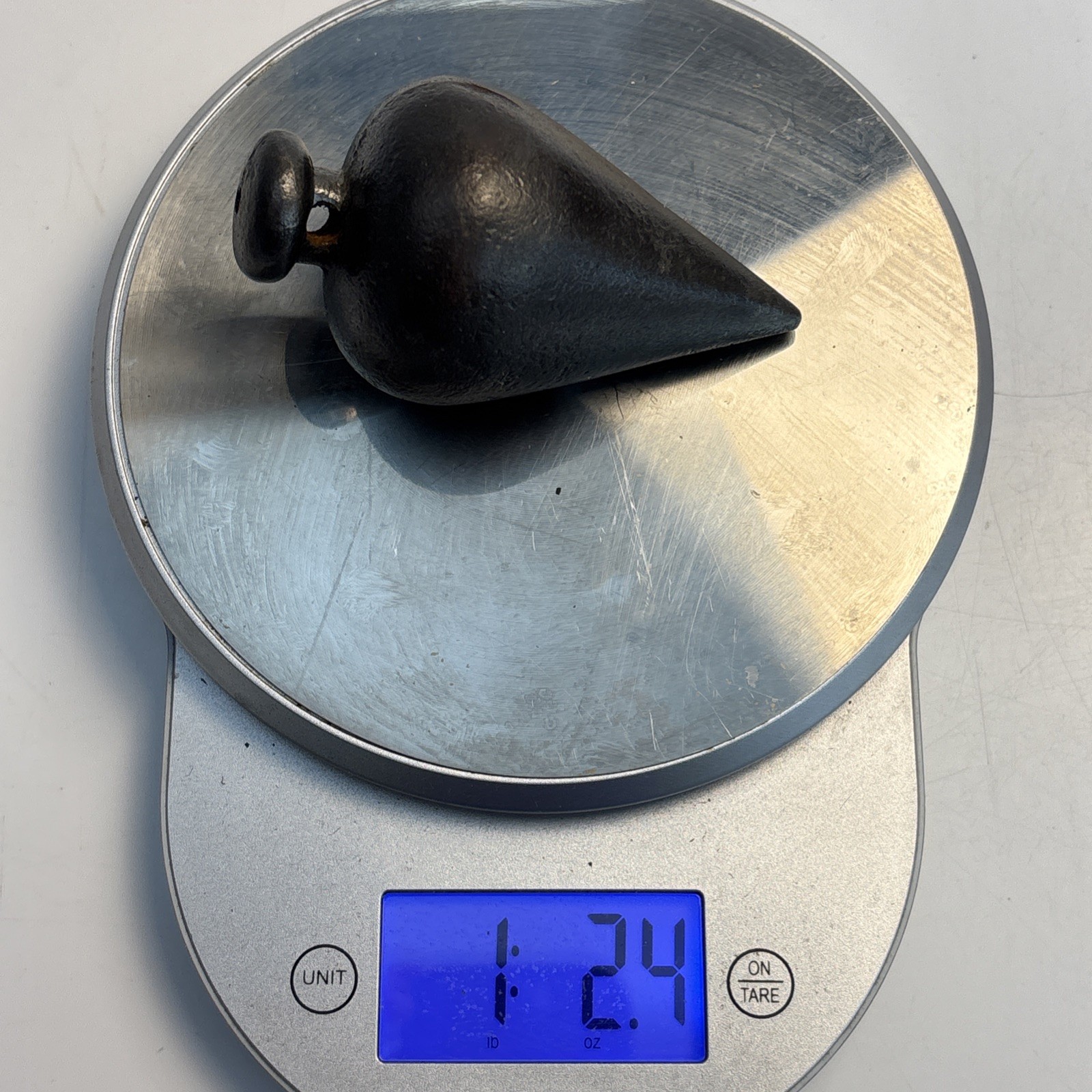 Antique Large Iron Plumb Bob 1 Lb 2 Oz 3 1/2 Inch Masonry Tool