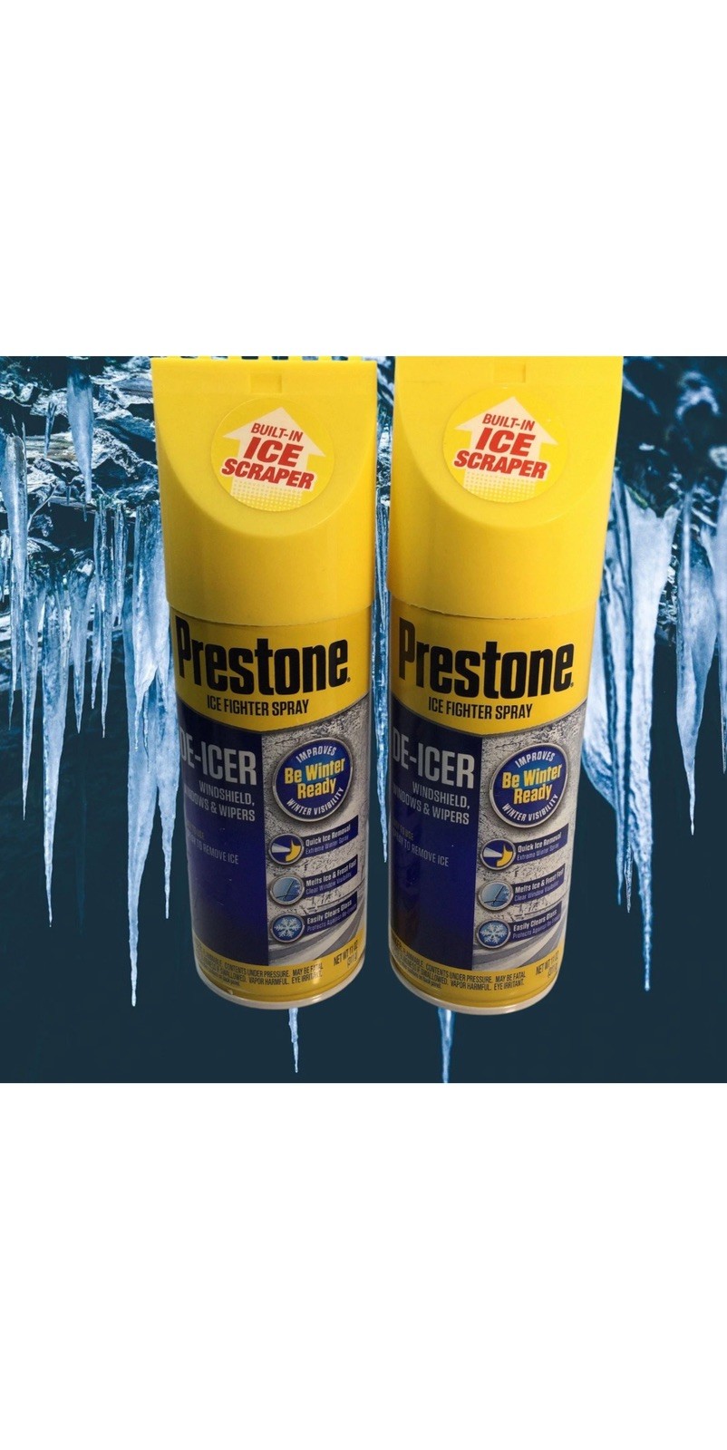 Prestone Windshield De-Icer-Spray Canister 17 oz.Built Ice Scraper Lot 2