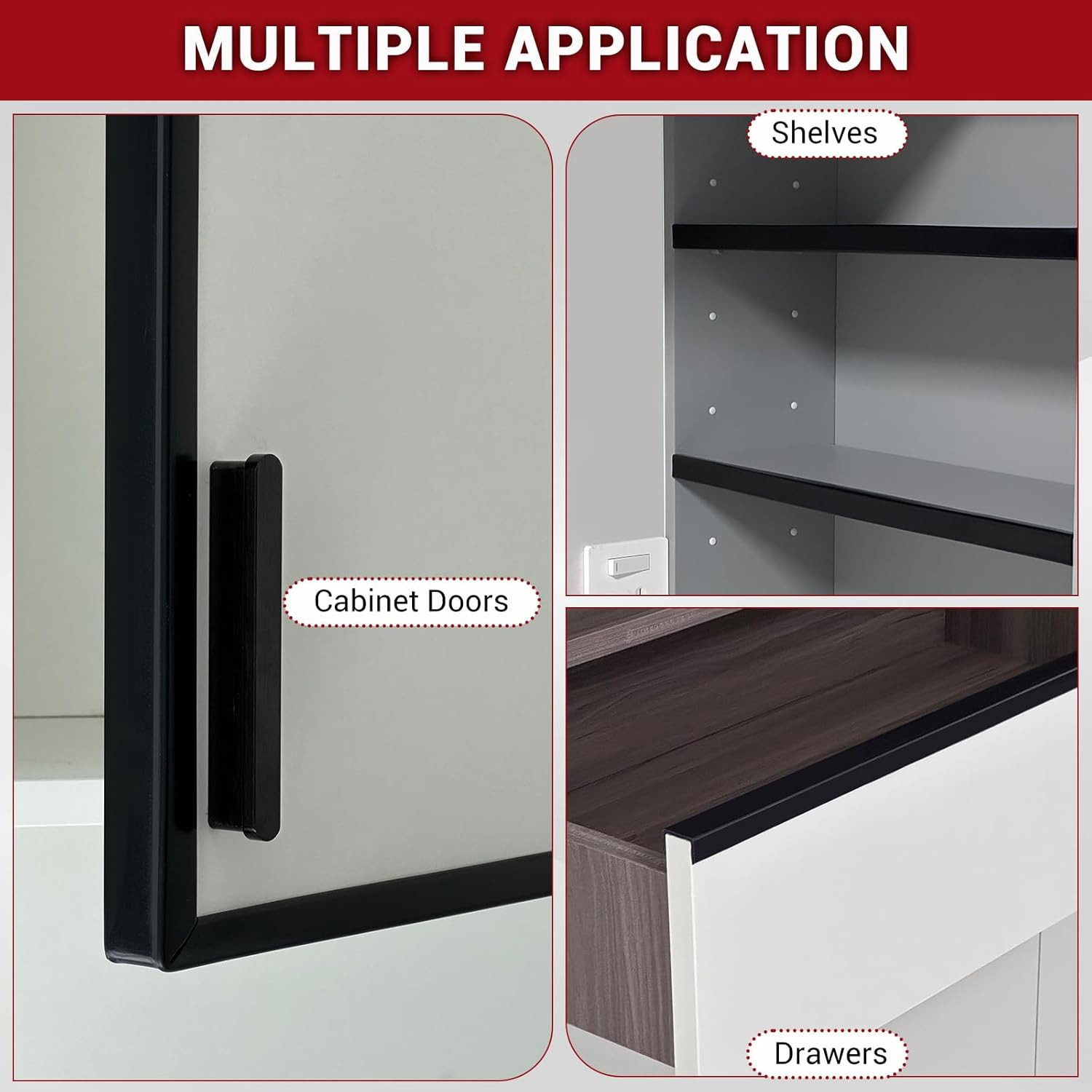 Rubber Edge Trim 3/4" Self Adhesive Flexible U Channel Edge Protector Black 20'