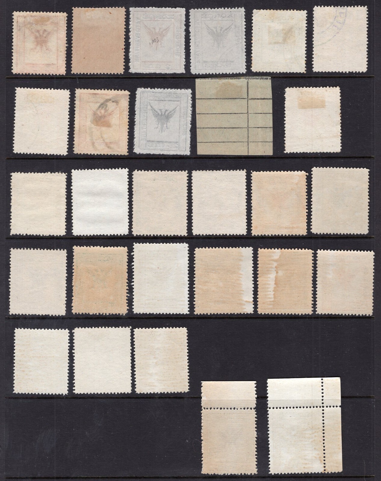 ALBANIA 1917-18 KORCE Issue Stamps, Lot of 28 Used & Mint