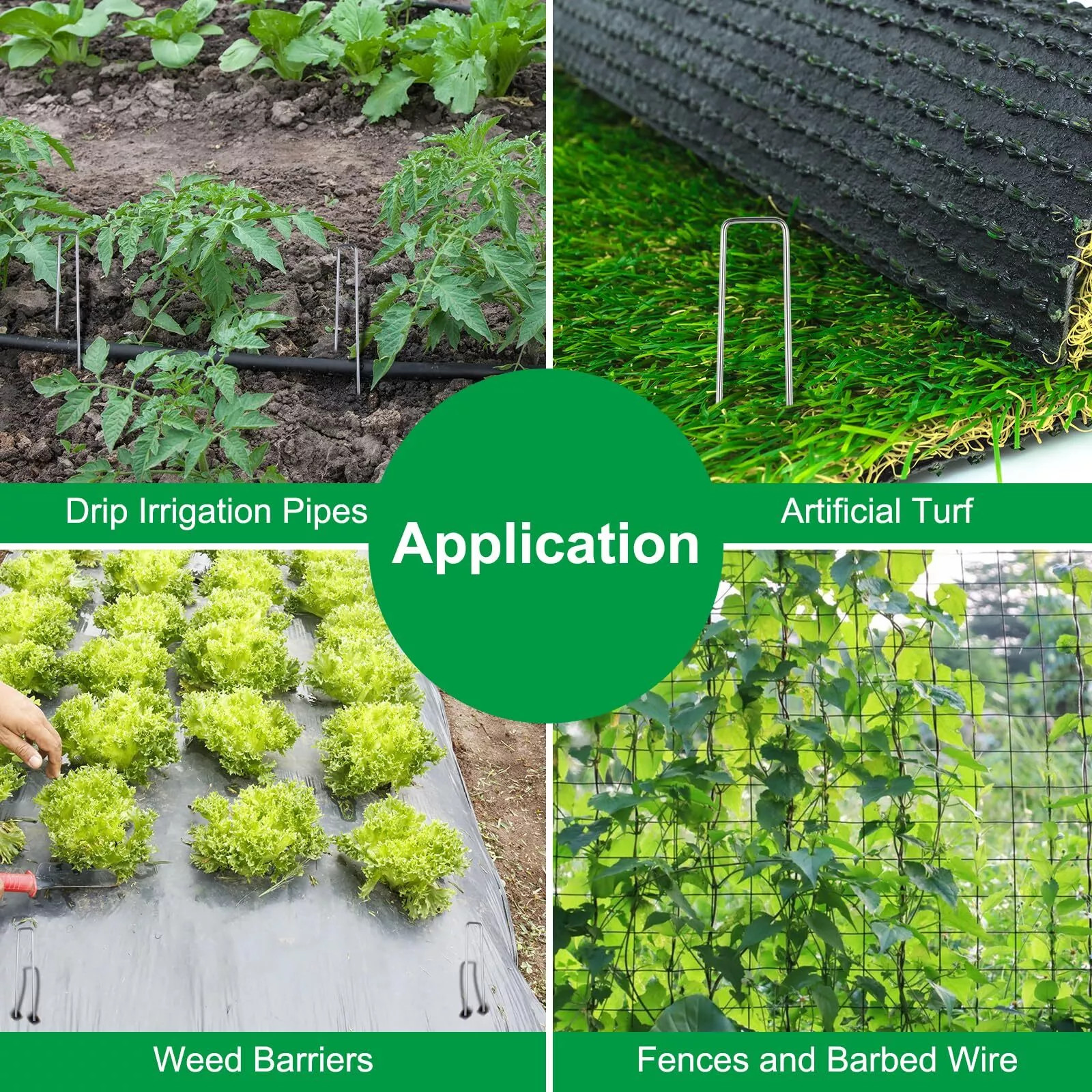 500 Pack 11 Gauge 6" Garden Stakes Landscape Staples Galvanized Sod Staples