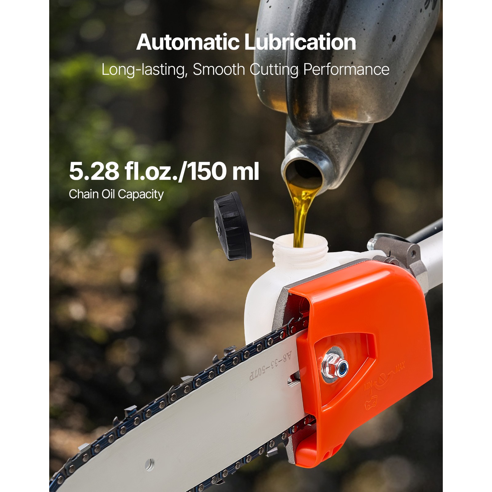 Gas Pole Saw 25CC 2-Stroke Extendable Cordless Tree Trimmer 8 in Cutting Bar