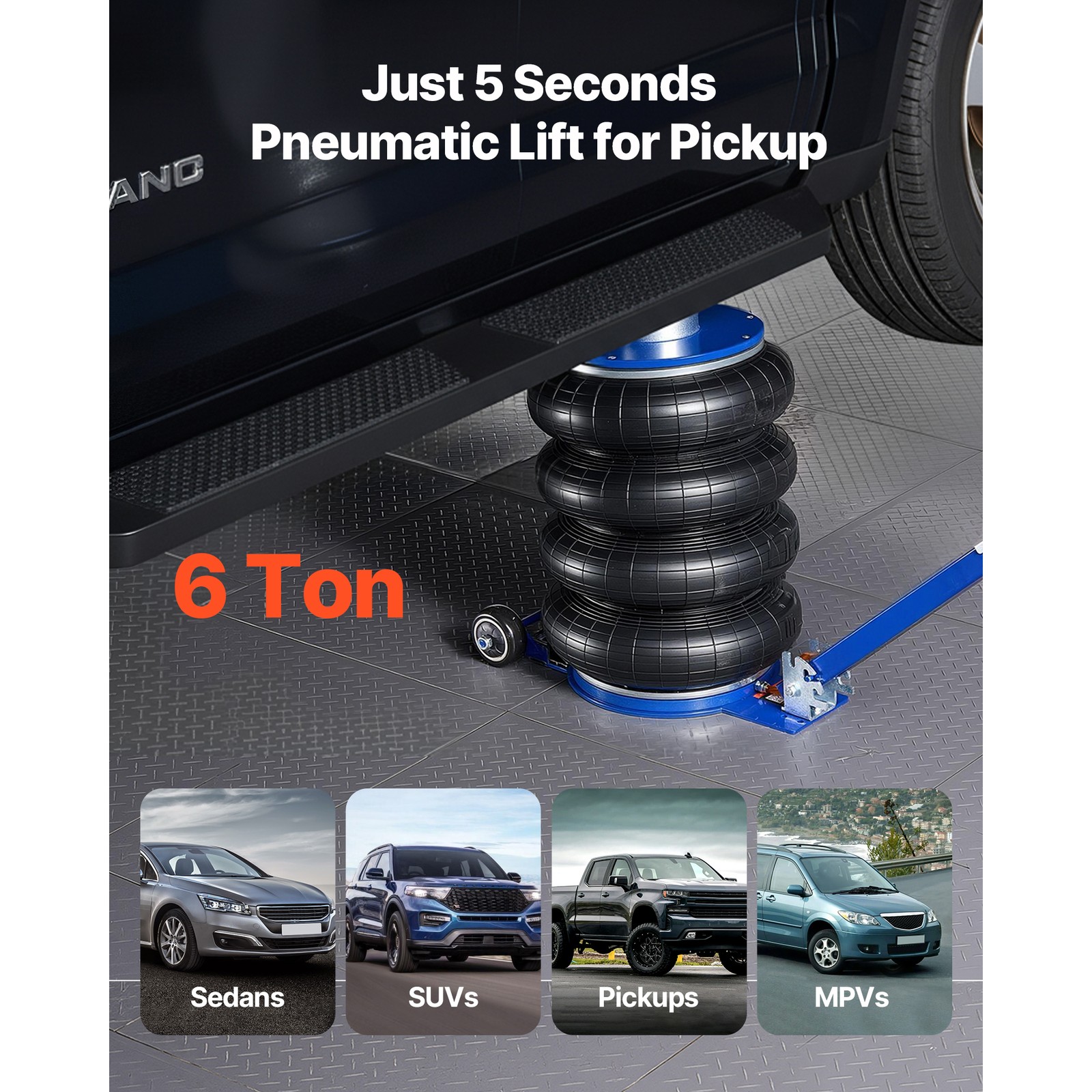 Uimoso 4-layer Airbag Air Jack 6Ton/13227 lbs Pneumatic Jack w/Heightened Column