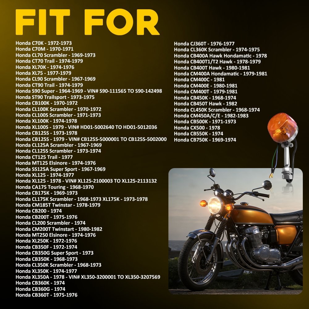 Turn Signal Blinker Light Amber indicator Blinker For Honda MT125 Elsinore 74-76