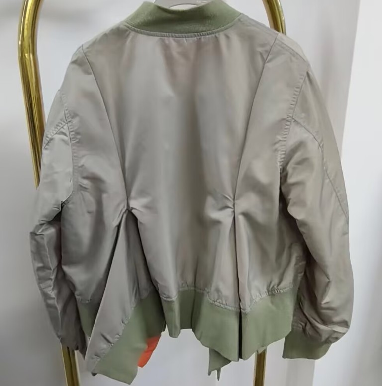 2024AW Lady Sacai Luck Spliced Folded Irregular Ruffle Edge Jacket
