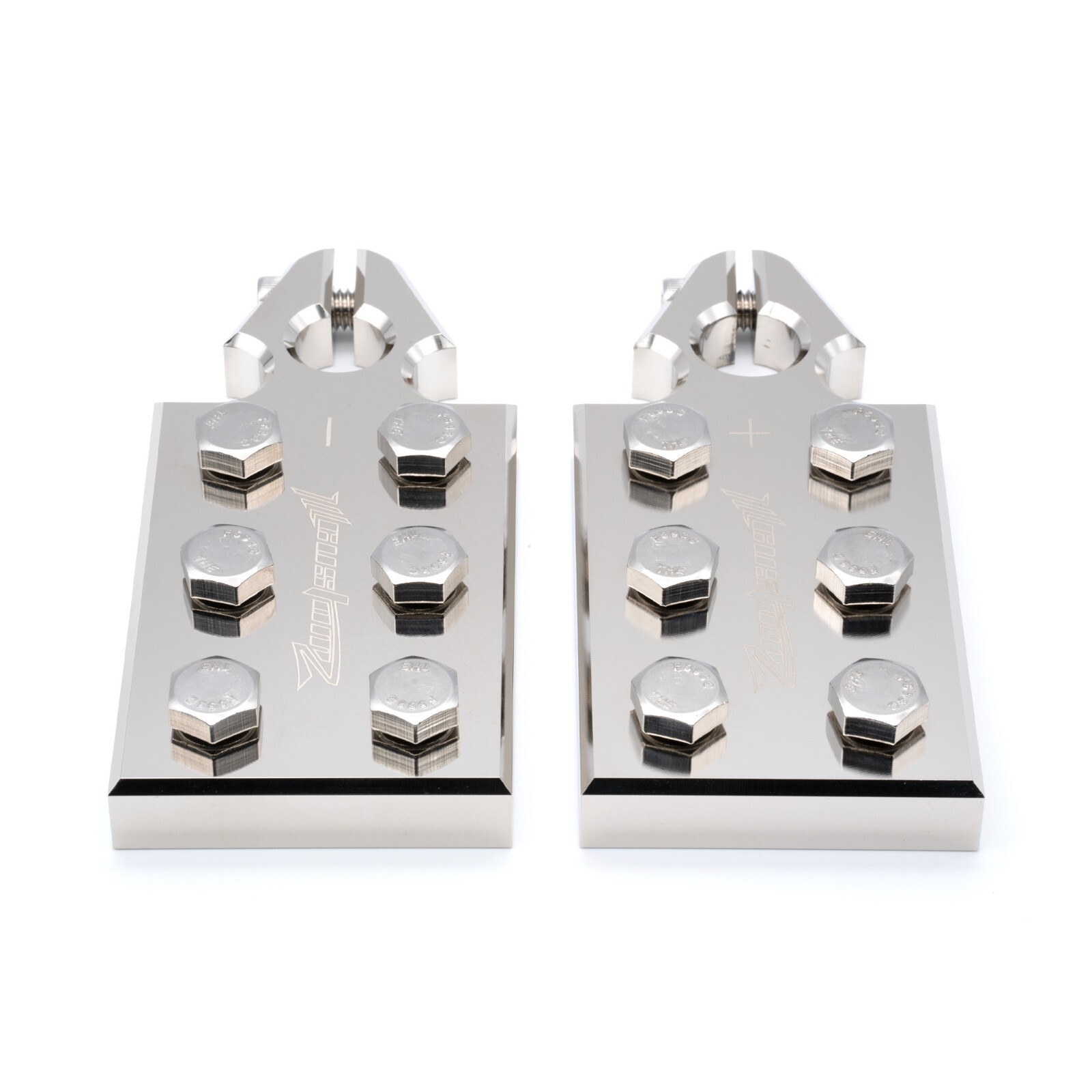Pair ILL Customz 6 Spot Flat Lug Battery Terminal SAE Top Post Clamp