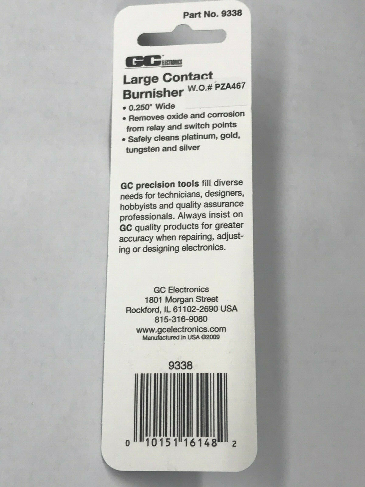 Contact Burnishing Tool, GC Electronics 9338, 1/4" wide, ships fast from Ohio