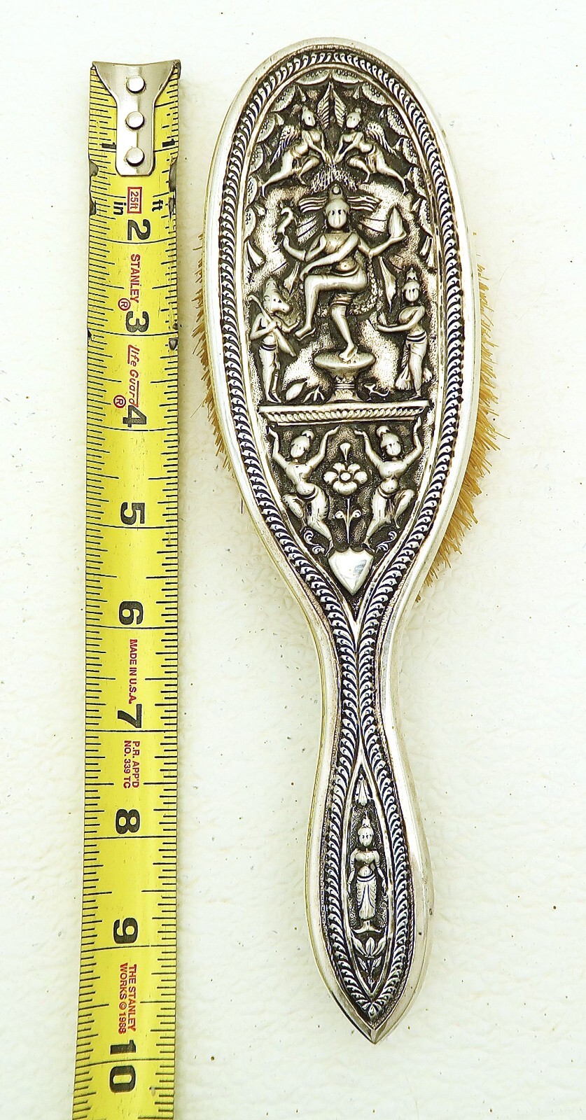 India Colonial Swami Style Solid Silver India Raj Era Hand Brush Chased Shiva