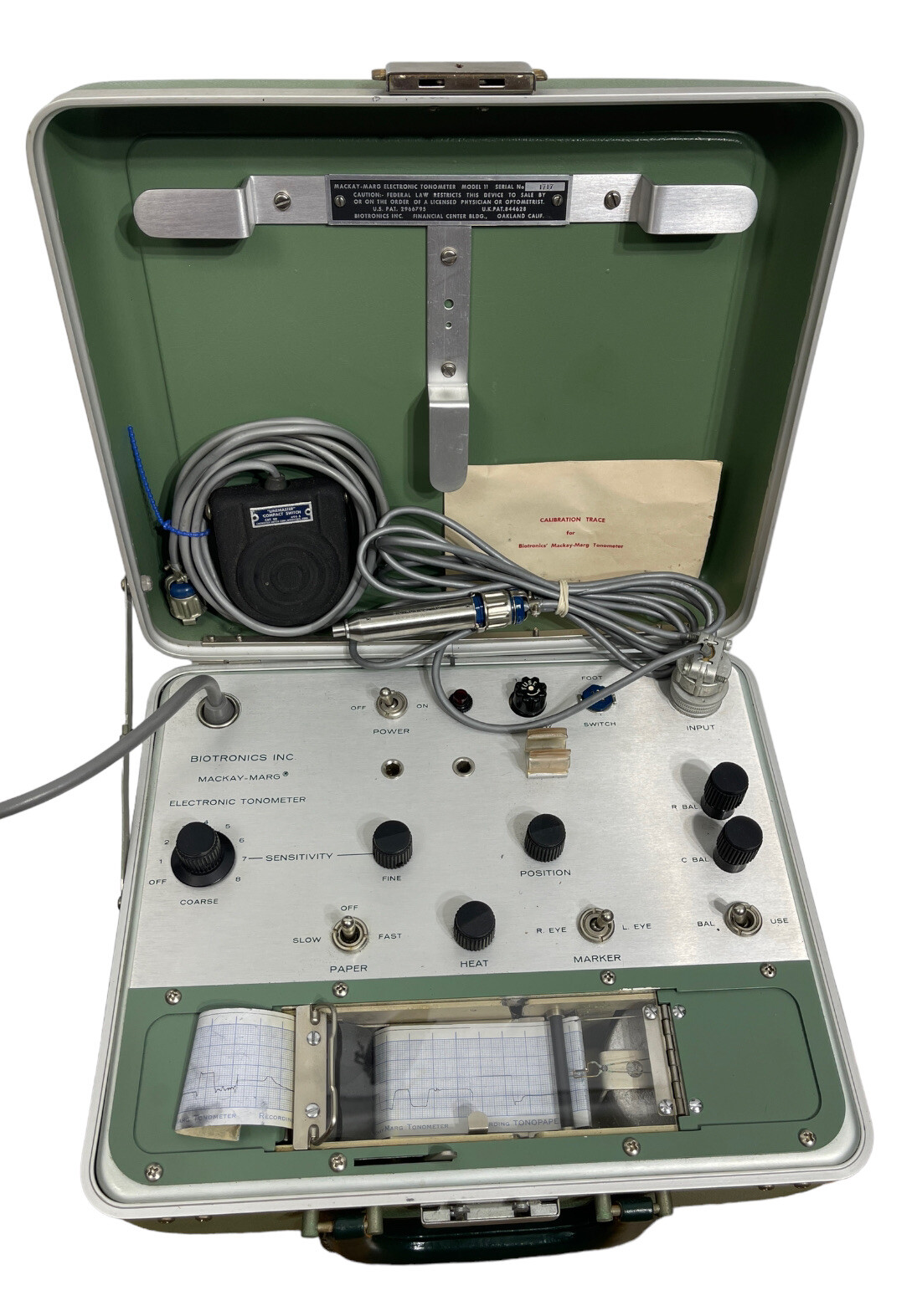 Vintage Biotronics Mackay Marg Electronic Tonometer Model 11 Mid-Century Medical