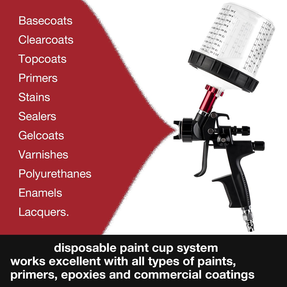 50Packs PPS CUPS Disposable Paint Spray Gun Cup Liners and Lid System 600ml/20Oz