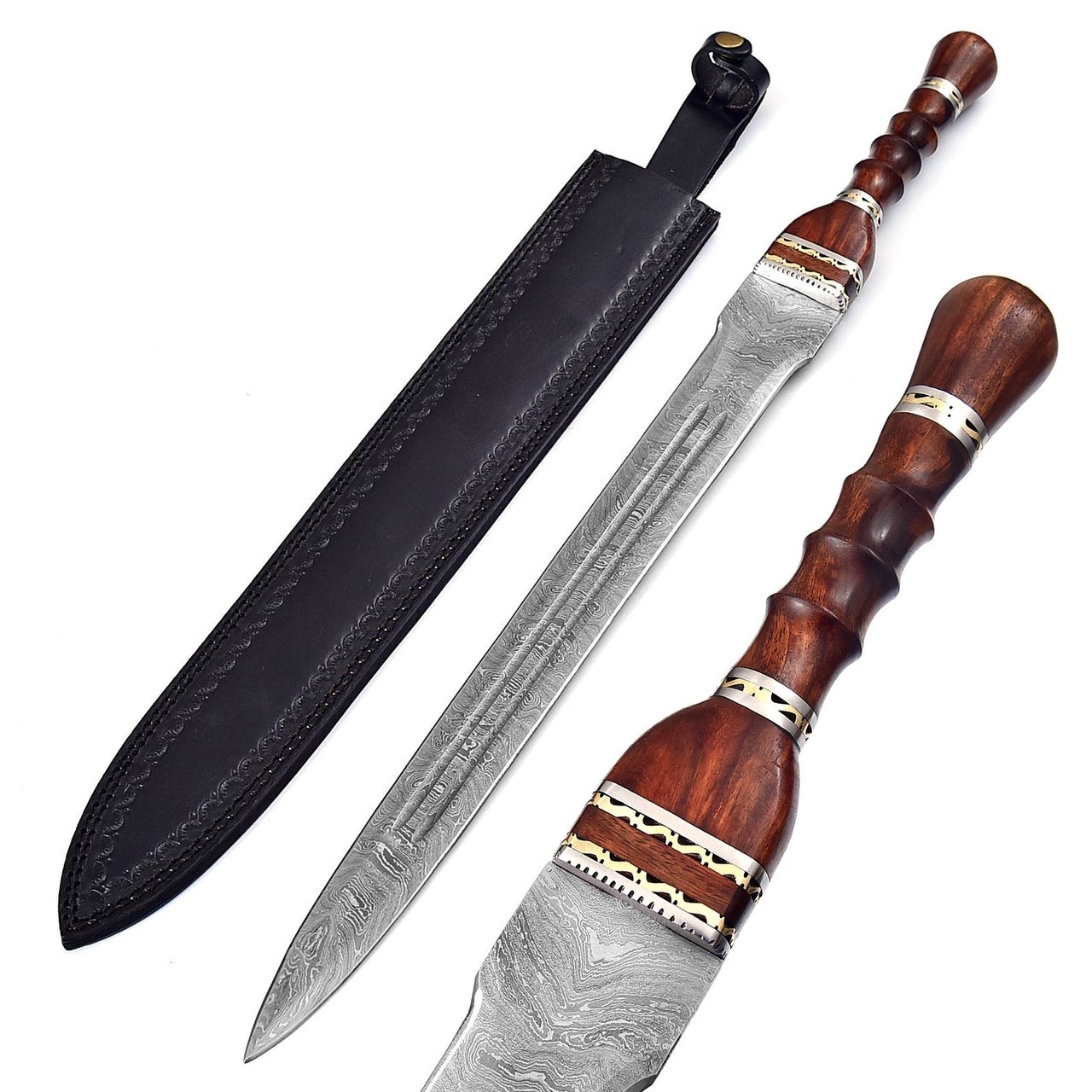 Damascus Roman Gladius Sword Hand Forged Steel Legion Replica Firestorm w/Sheath