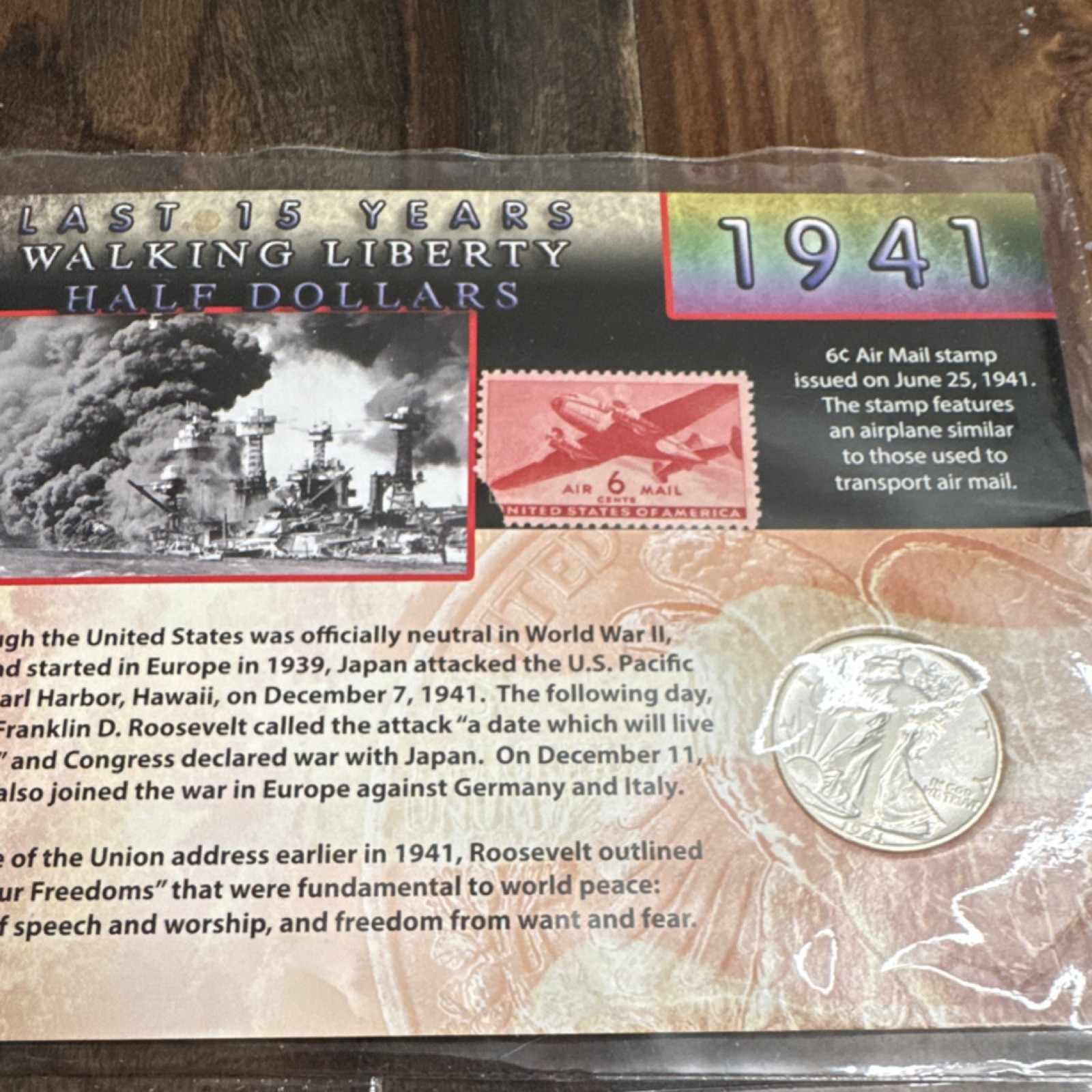 Walking Liberty Half Dollar Coins 1941, 1942, 1944 Silver 50C Circulated