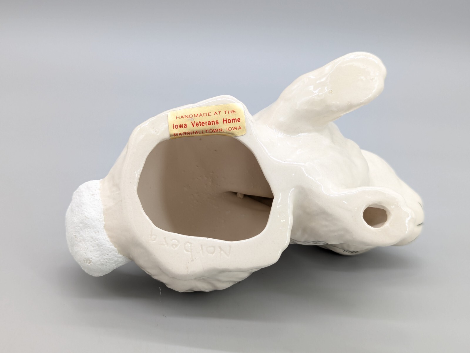 Ceramic White Rabbit Figurine Statue Cottontail Easter Bunny 7"