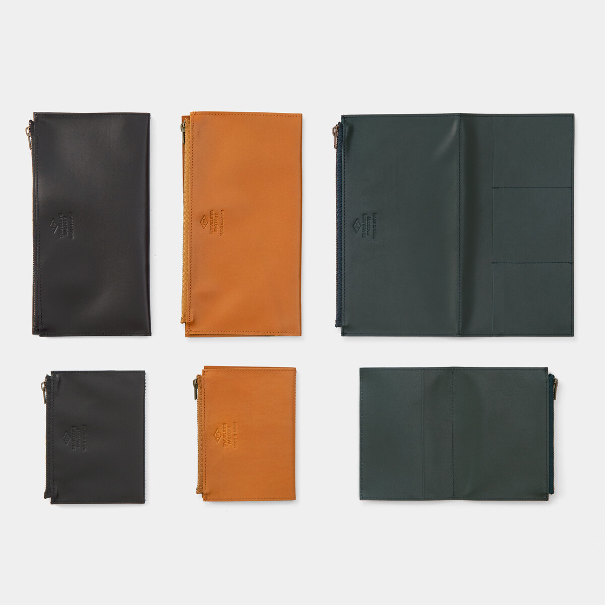 TRAVELER'S Notebook Leather Zipper Case engraving Tannin Regular & Passport size