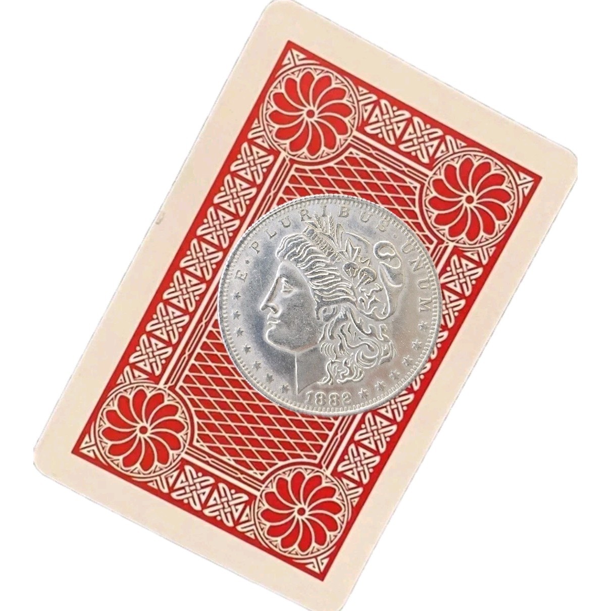 Magic Trick Disappearing Morgan Magnetic Card Coin Combo