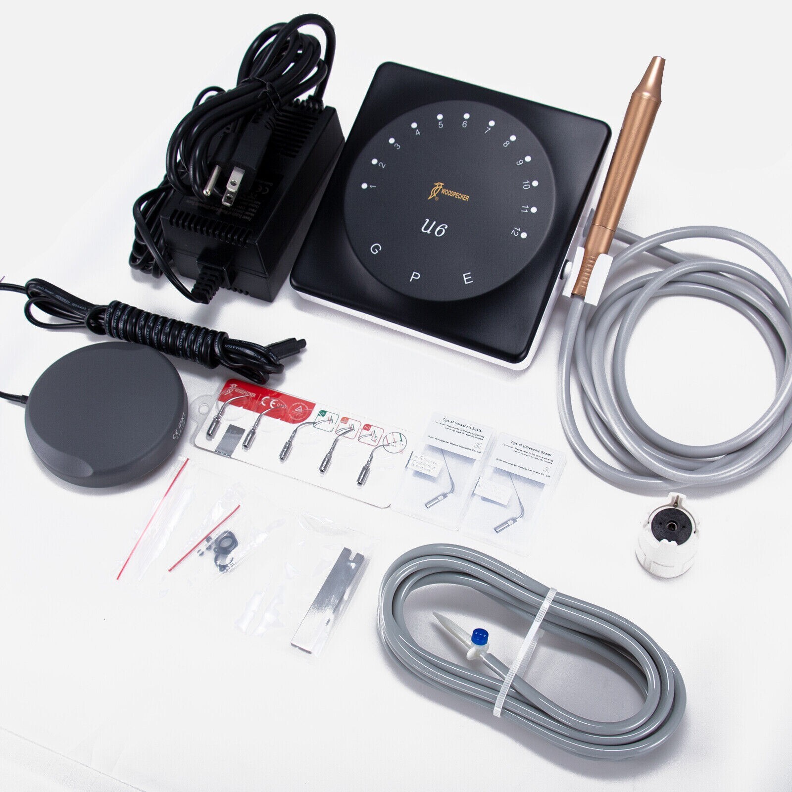 Original Woodpecker Dental U6 Ultrasonic Piezo Scaler HW-6 Handpiece 7 Tips