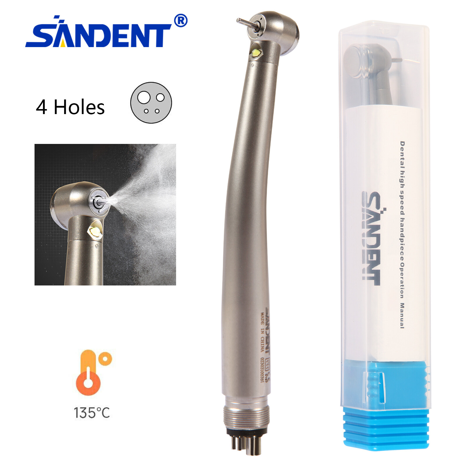 Dental LED E-generator High Speed Handpiece with Light 4 Hole For NSK Drill