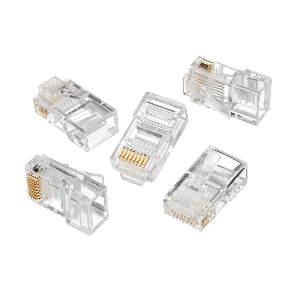 100pcs RJ45 Modular Plugs 8P8C Cat5e Cat6 Ethernet Cable Connector End Plug