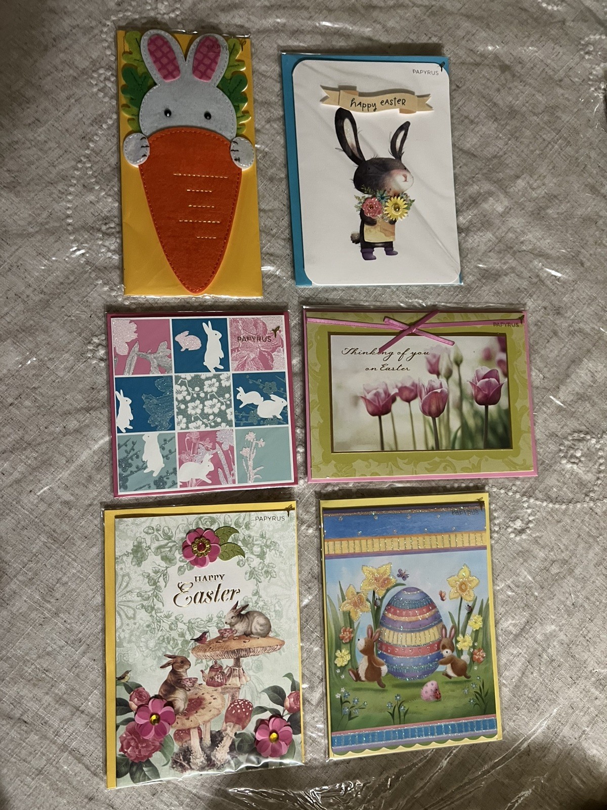 Papyrus Lot Of 6 Gorgeous Easter Cards New 3D Bunny Eggs Flowers Embellished