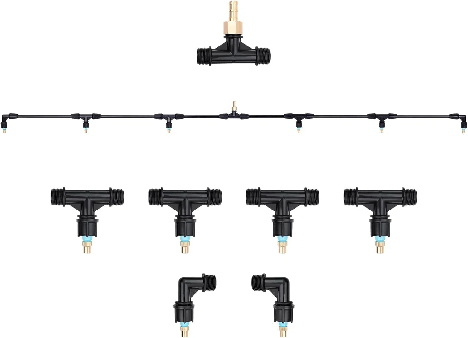 6-Nozzle Poly Boom Wand with 3/8" Brass Fitting, 7.5 Ft. ATV Sprayer Boom, Wide-