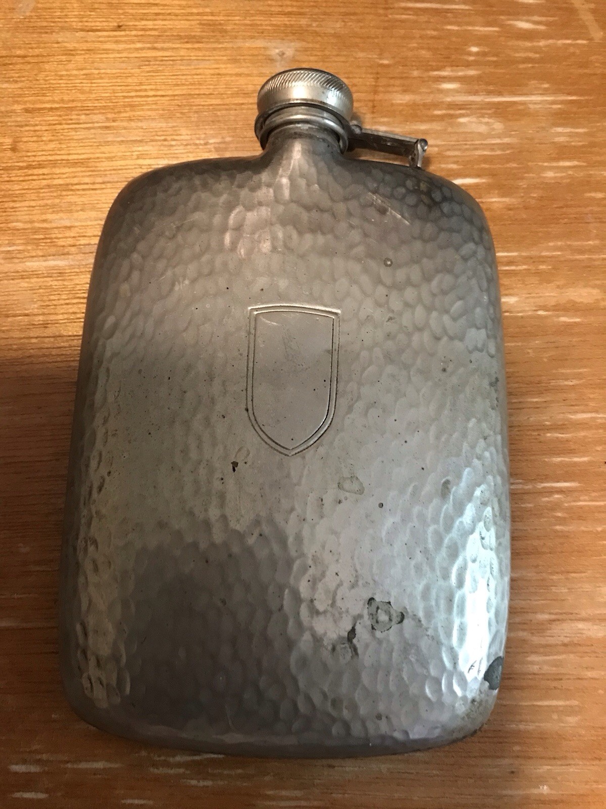 ANTIQUE SIGNED P.C.C.C. 1800’s HAMMERED🔨SILVER PLATE OVER COPPER FLASK L@@K 👀