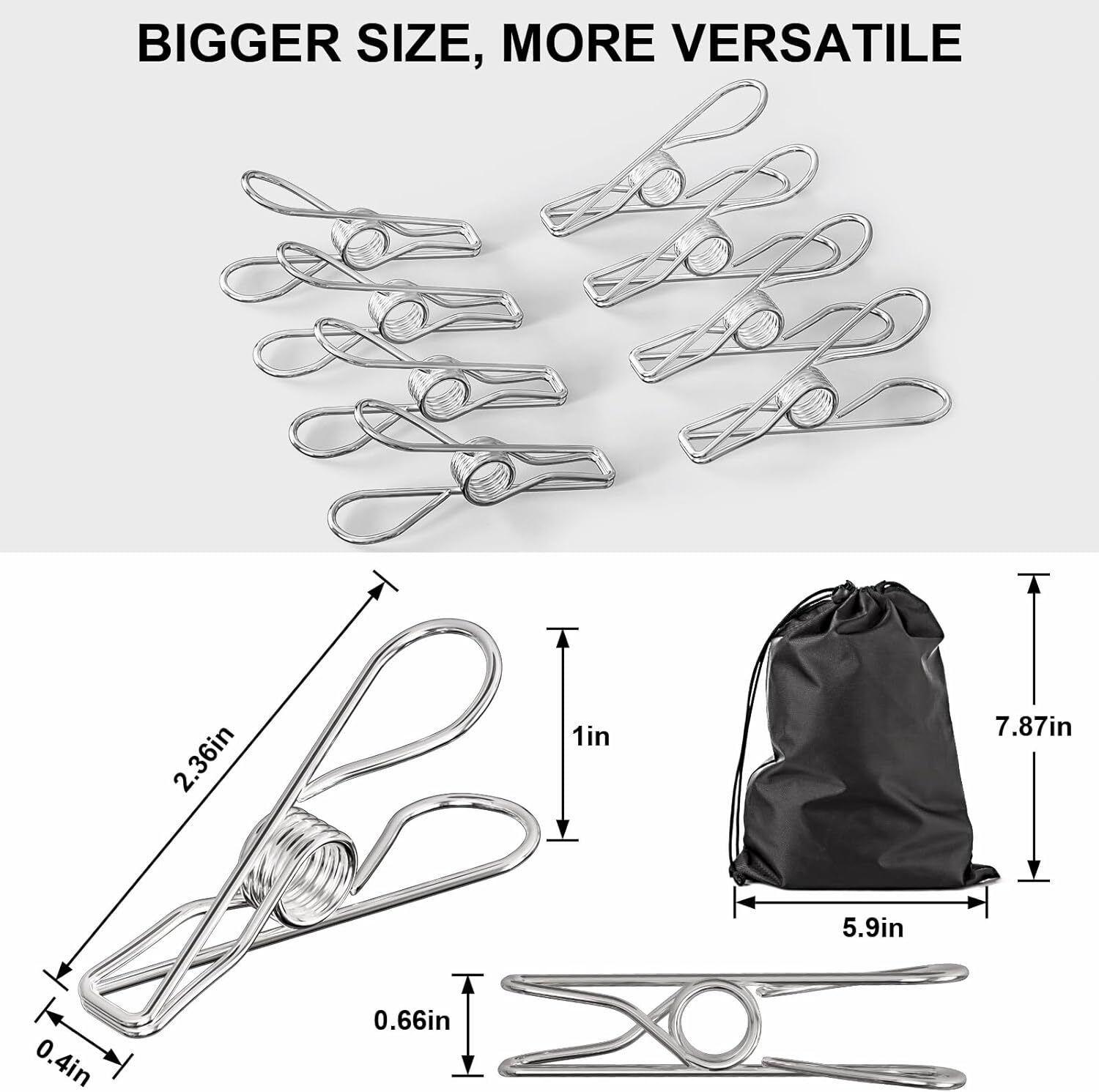 Clothes Pins Heavy Duty Outdoor, 40 Pack Stainless Steel Clothespins, Metal C...