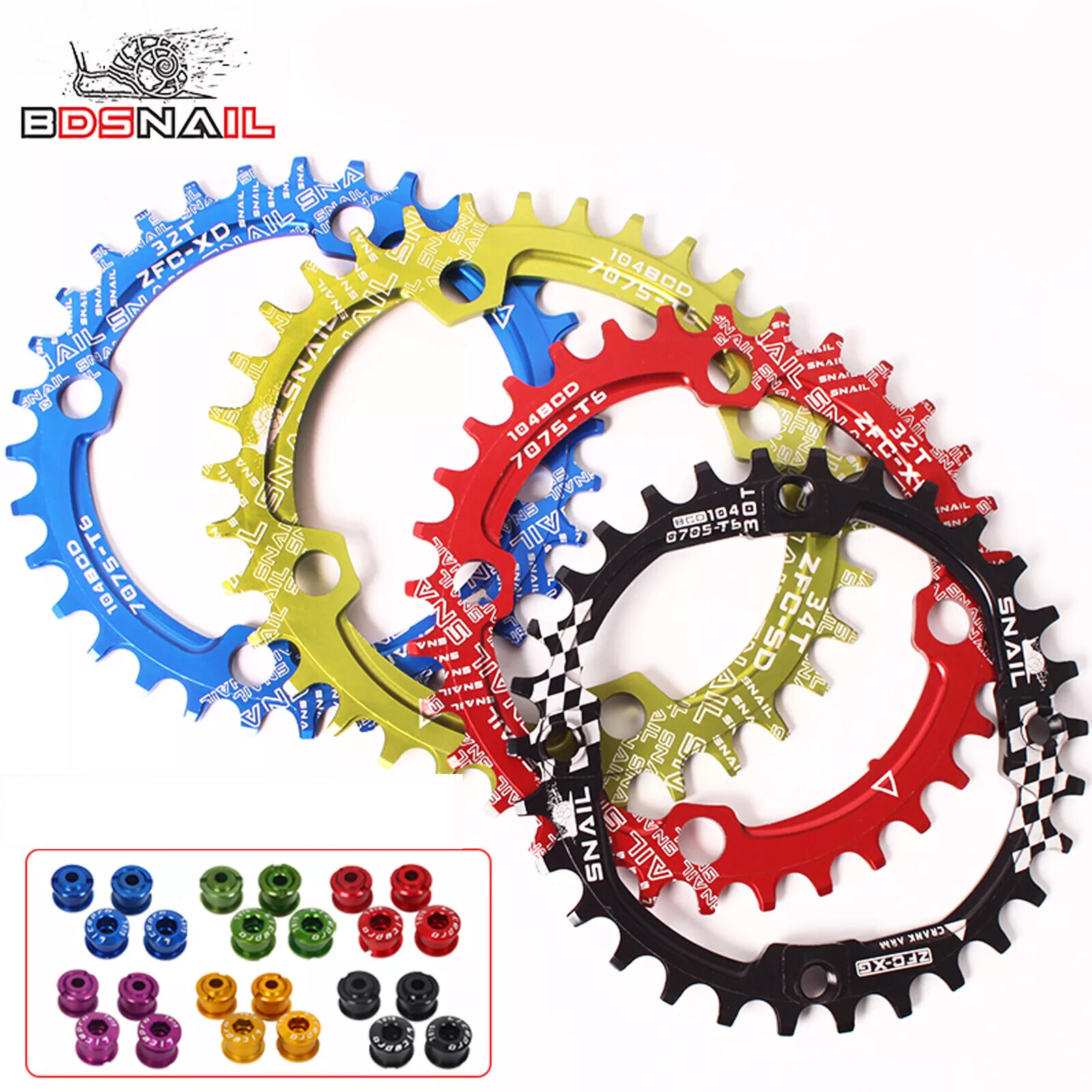 SNAIL Chainring 30-42T 104BCD Aluminum MTB Bike Round Oval Narrow Wide Sprockets