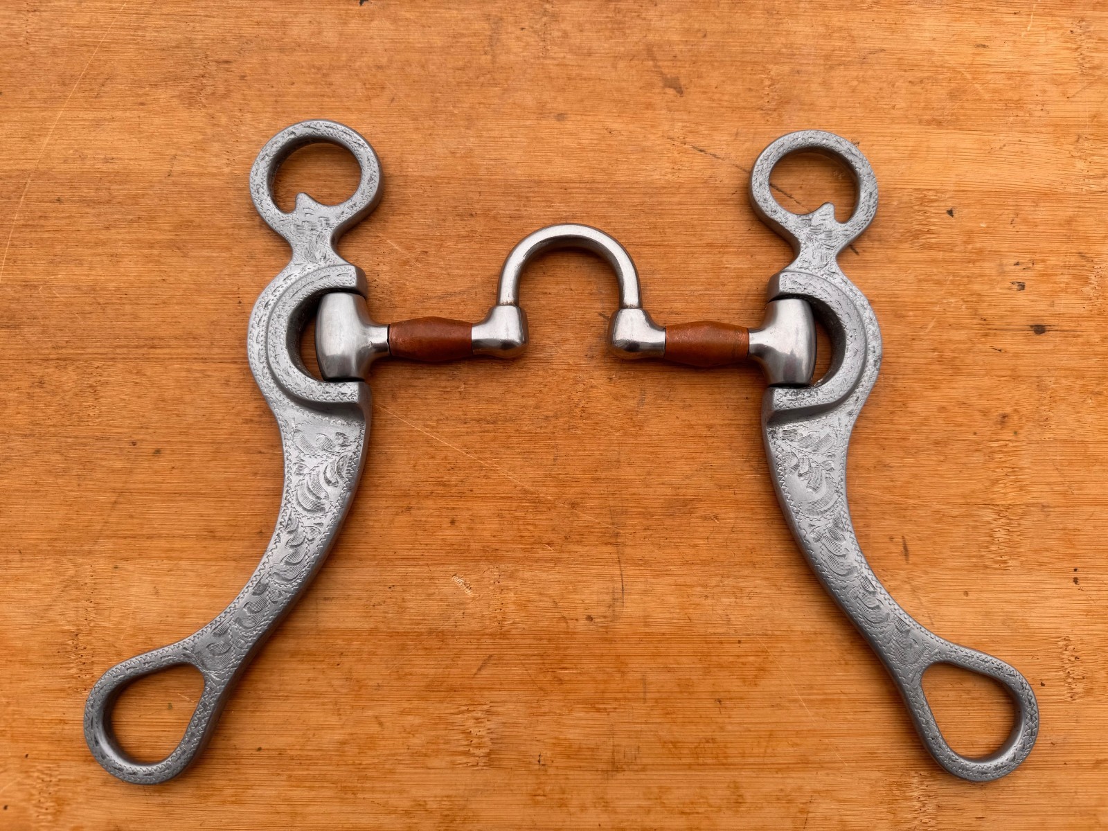 Partrade Copper Mouth Correction Port Bit w Engraved Aluminum Cheeks ~ 5"