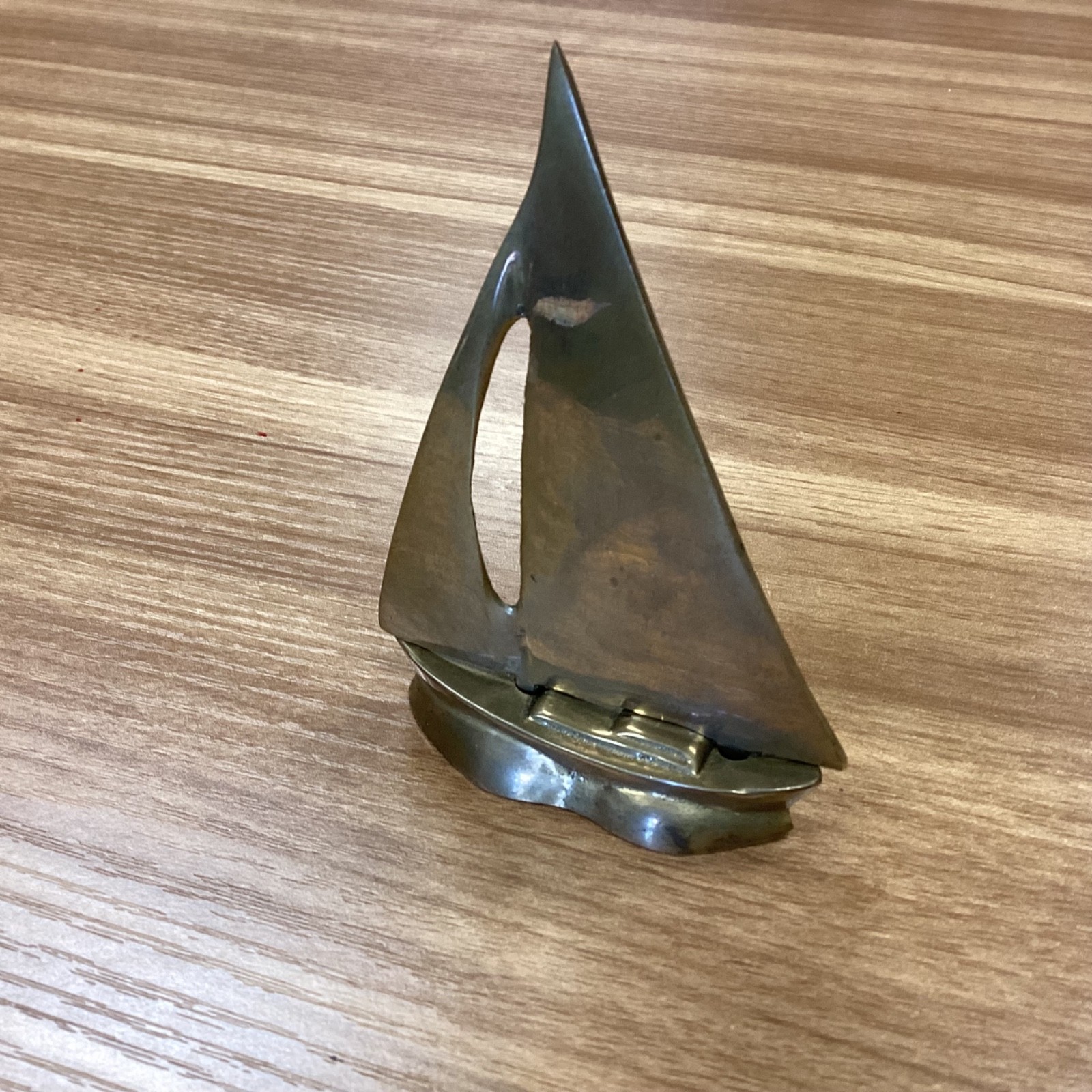 Vintage Decorative Collectible Solid Brass Sail Boat Figurine Sculpture
