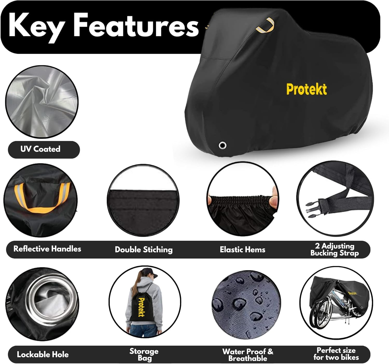 Outdoor Bike Cover Ultra WaterProof,Bike Cover for 1-2 Bikes - Stationary Heavy