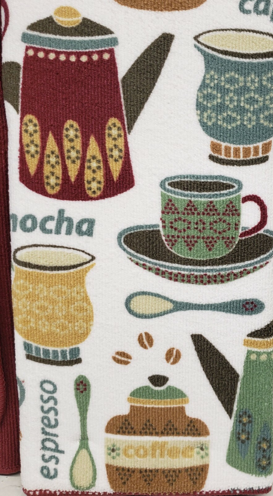 Printed Microfiber Dish Drying Mat (16"x19") COFFEE CUPS, SPOONS & TYPES, FC