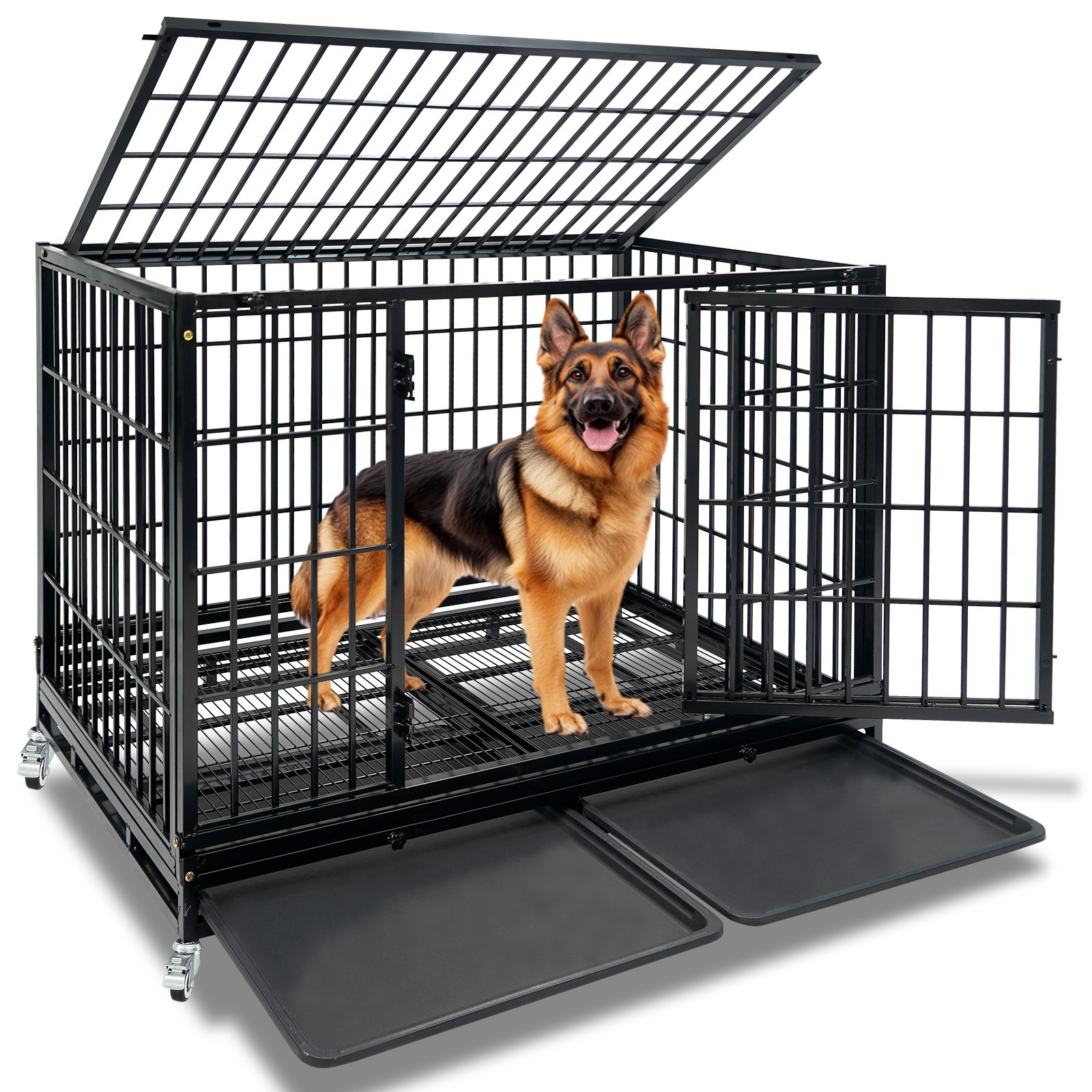 47 in Large Dog Crate Dog Kennel Indoor Stackable, Big Dog Cage for Large Dogs