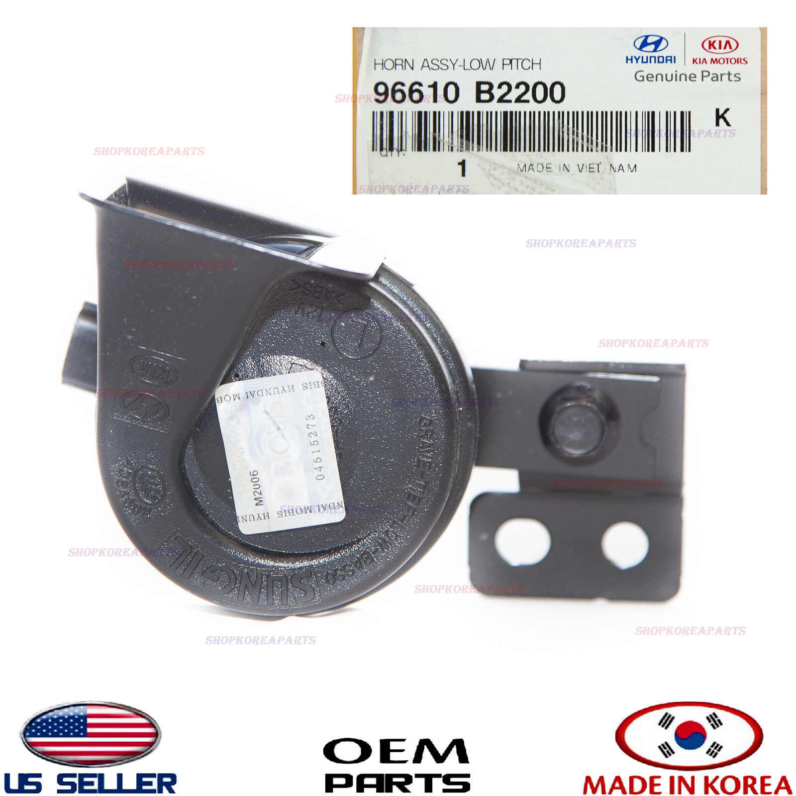 Genuine Horn Assy Low Pitch ⭐OEM⭐ KIA SOUL 2014-2019 96610B2200