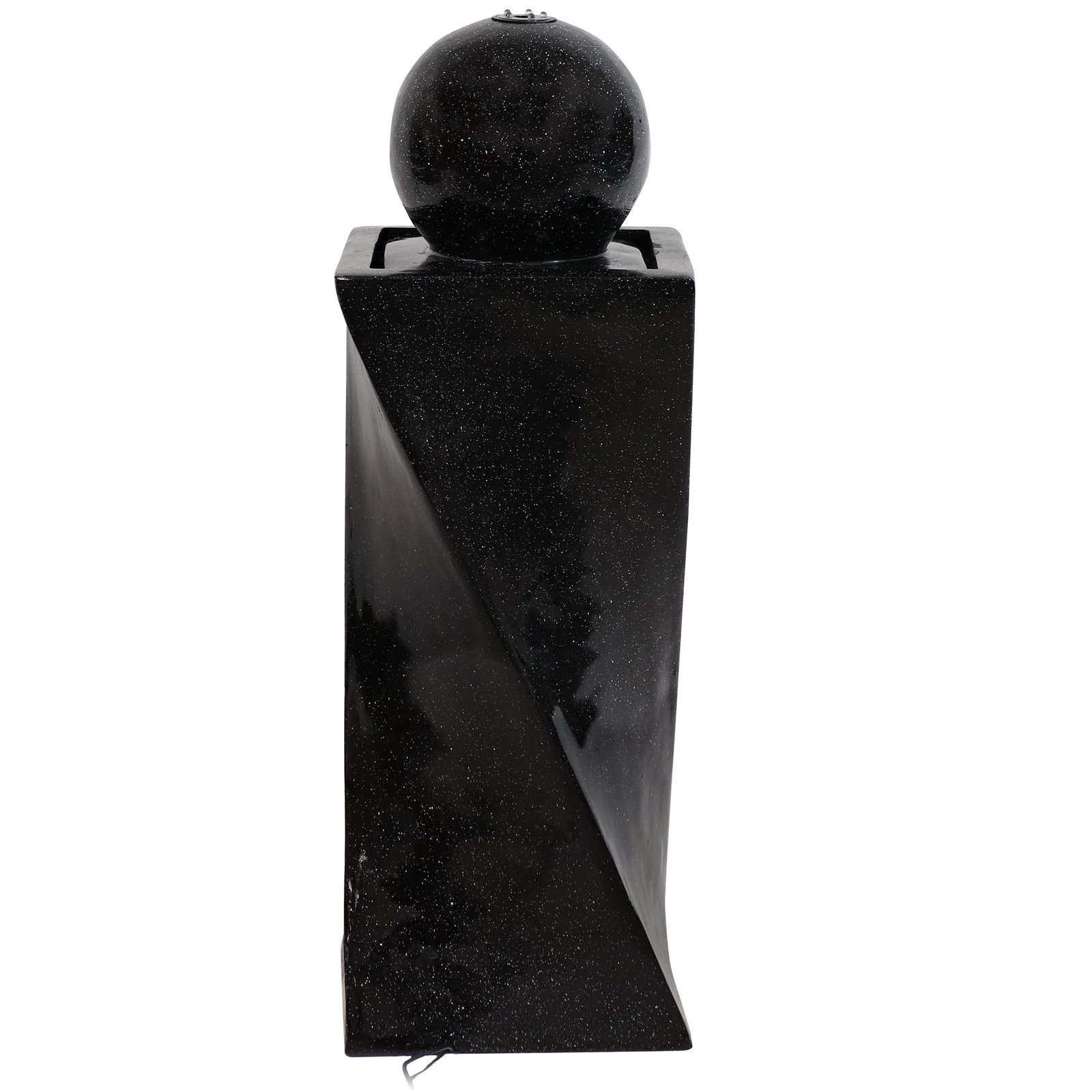 Black Ball Solar Water Fountain with Battery/LED Lights - 30 in by Sunnydaze