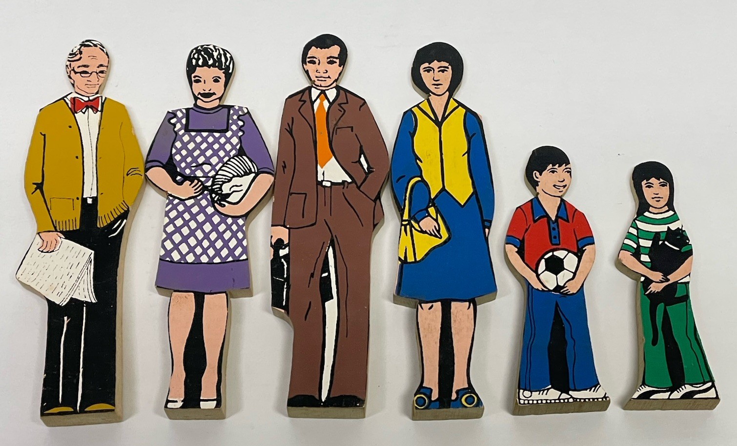 Vtg Guidecraft Wooden Wedgie American Family Play Figures RARE COMPLETE FAMILY