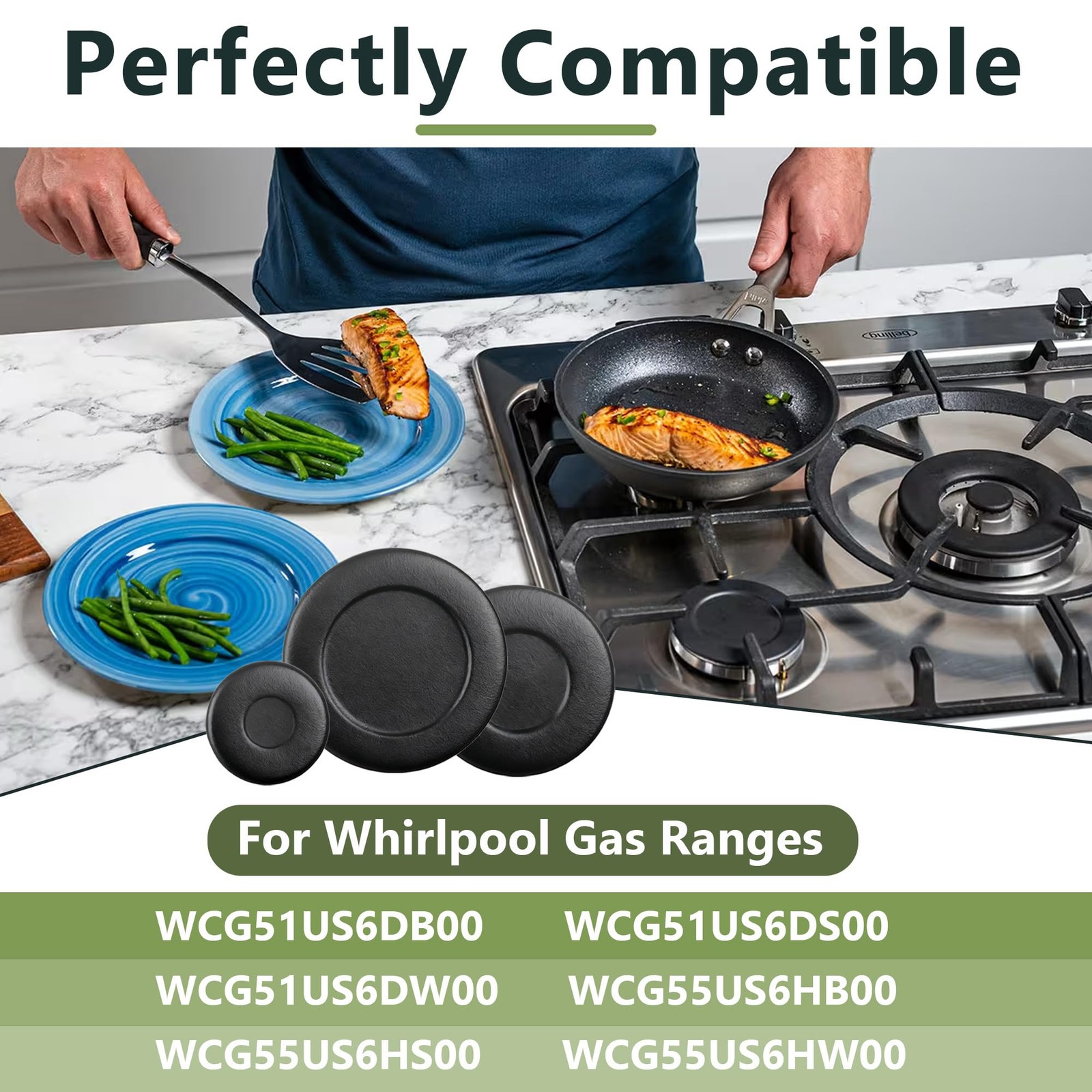 5 Pcs W10832694 Gas Stove Burner Cap for Whirlpool Ranges | Replaces W1059713...