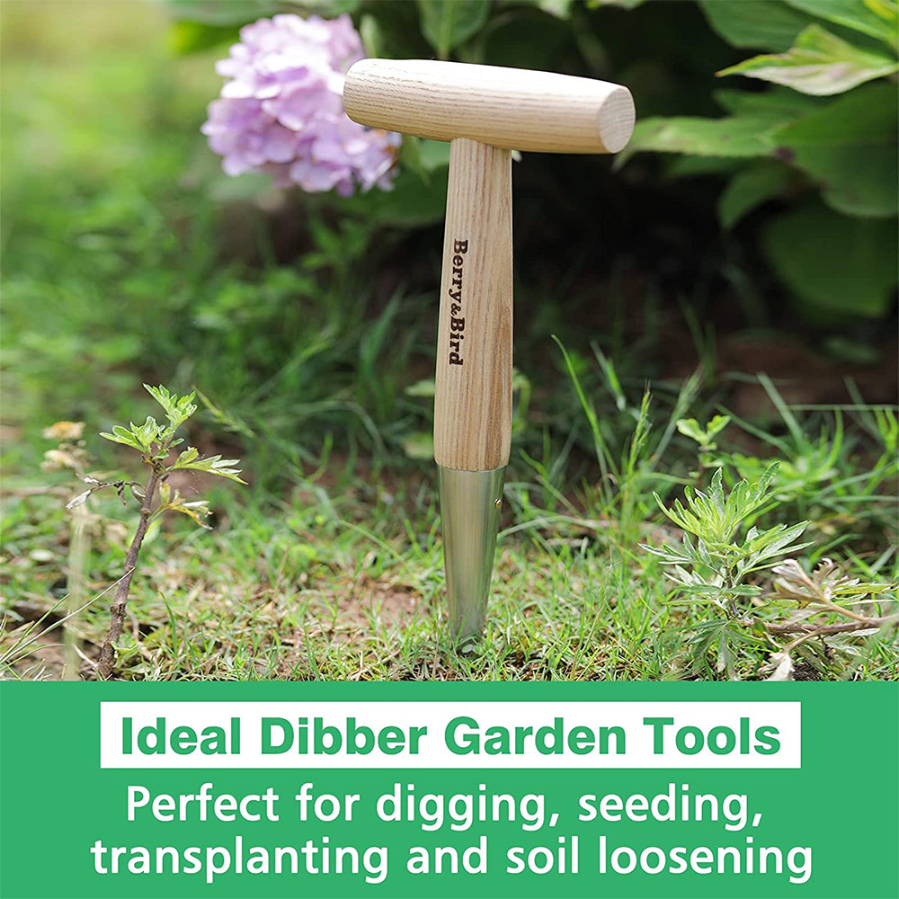 Berry&Bird Hand Dibber Garden Hole Punch Tool for Seeds Bulbs