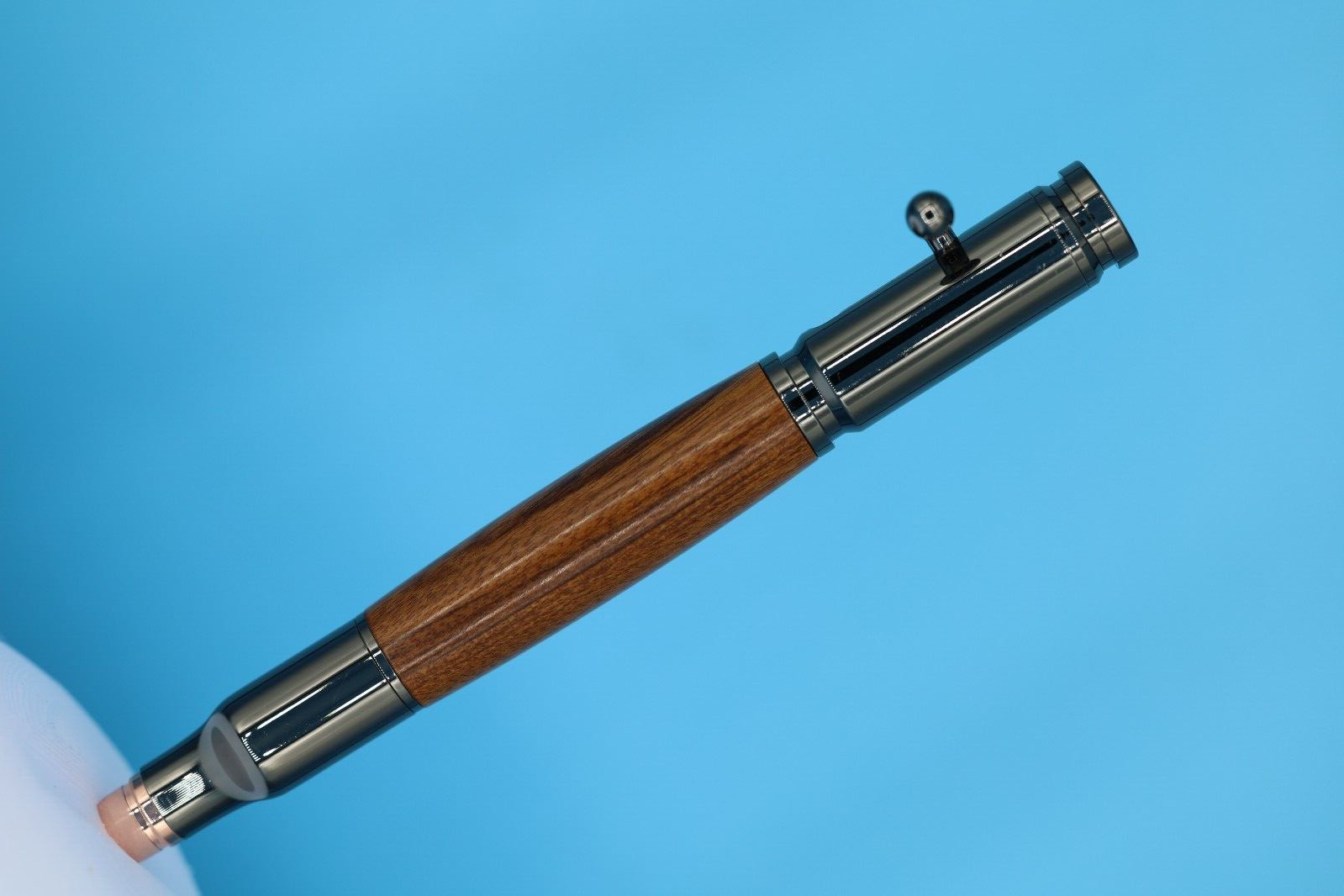 Bolt Action Pen in Popular Gun Metal Finish with Rosewood Barrel 30 Caliber Tip