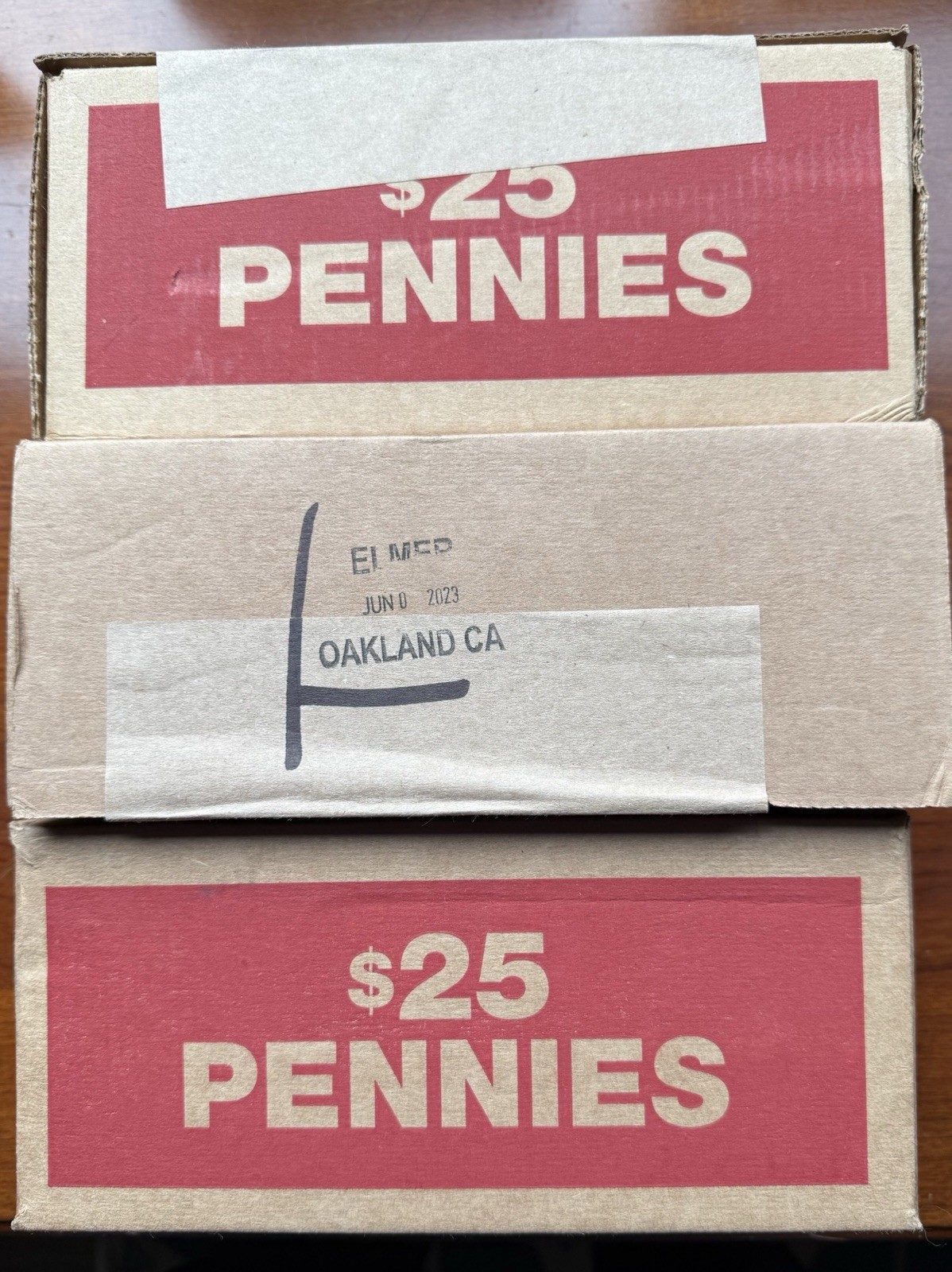 3 SEALED Bank Penny Boxes - Each Box Contains 50 Original Bank Wrapped Rolls.