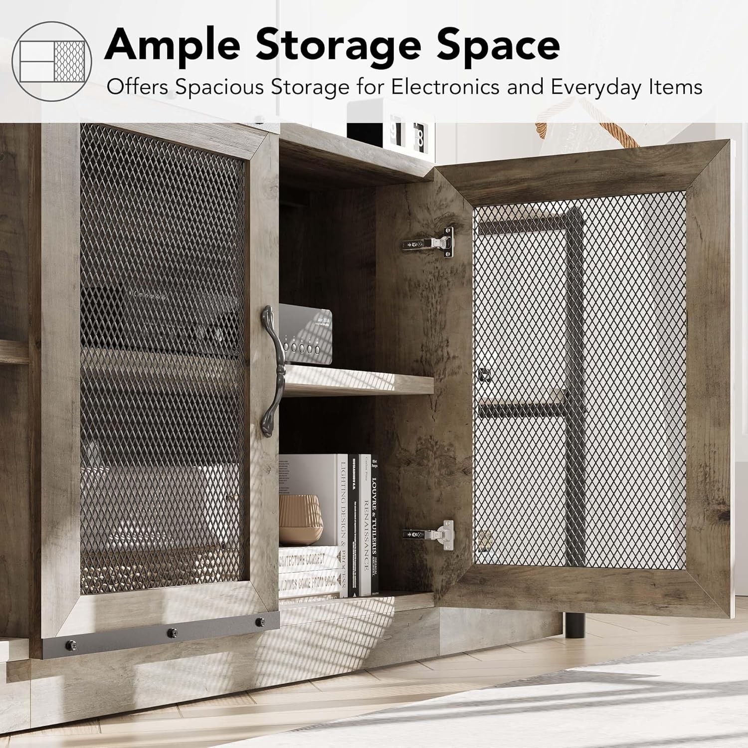 63'' Farmhouse TV Stand for 75'' TVs Entertainment Center w/ Storage Cabinet US