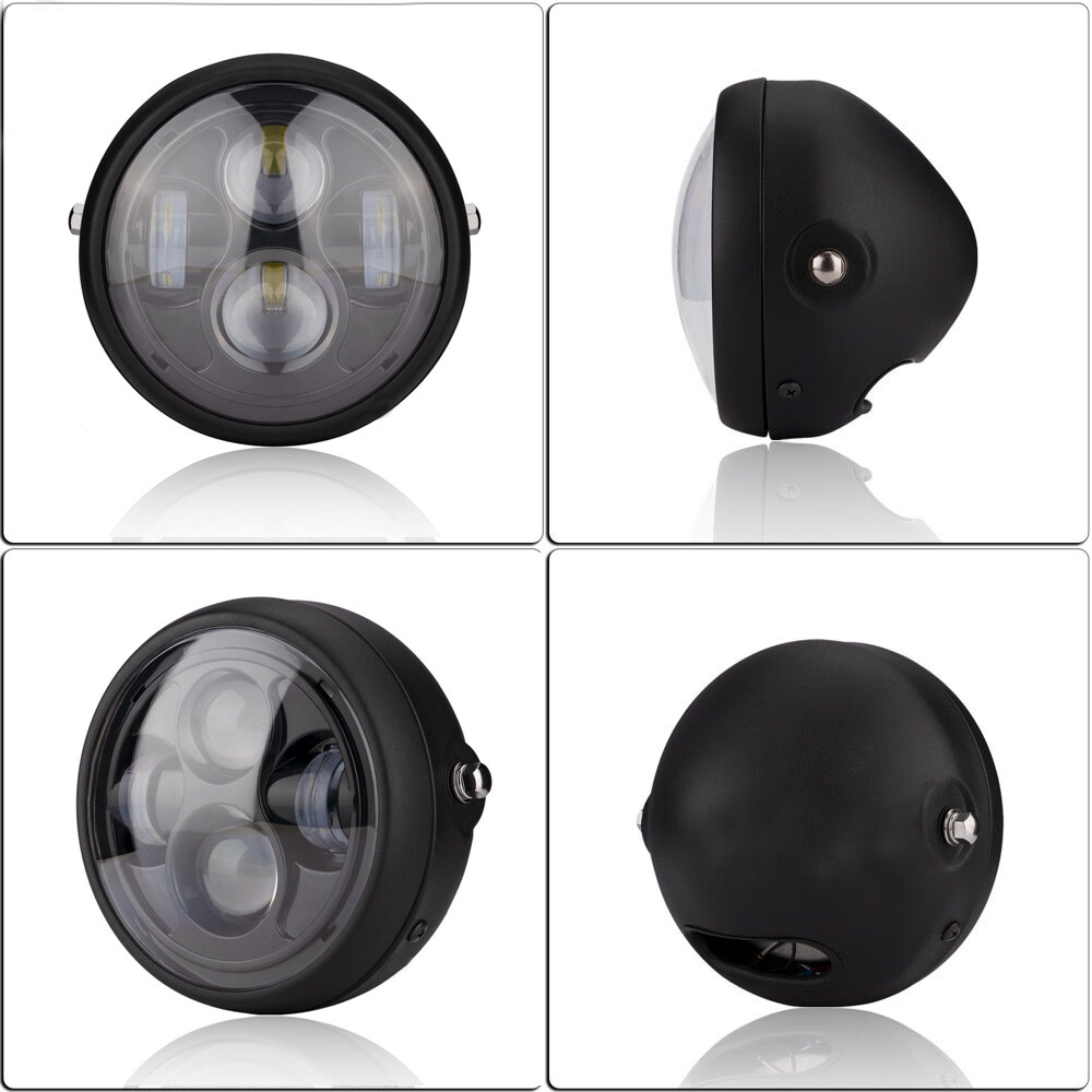 Universal Motorcycle 6.5" LED Hi/Lo Headlight With Bracket For Cafe Racer Bobber