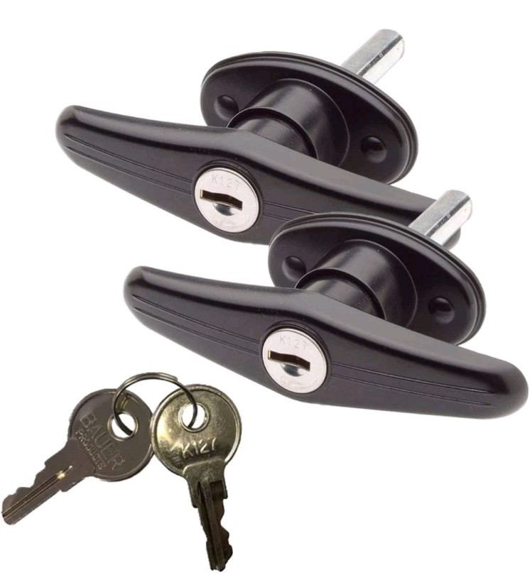 Bauer Matching Set T-Handles Lock Black With Keys T-311 NEW